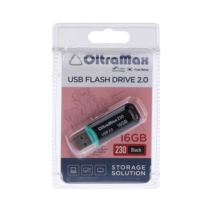 Флешка OltraMax 230, 16 Гб, USB2.0, чт до 15 Мб/с, зап до 8 Мб/с, чёрная - фото 51373991