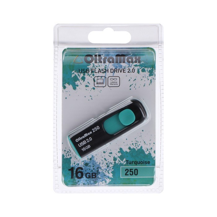 Флешка OltraMax 250, 16 Гб, USB2.0, чт до 15 Мб/с, зап до 8 Мб/с, бирюзовая - фото 51374007