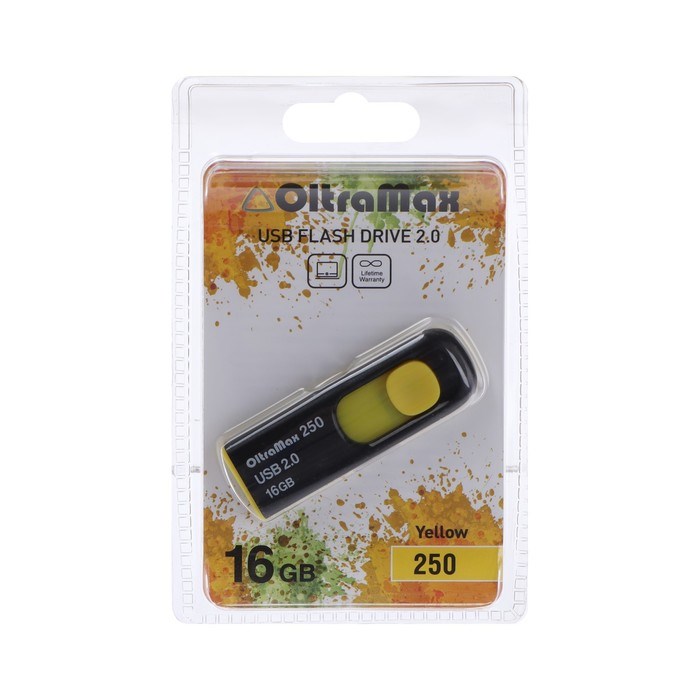 Флешка OltraMax 250, 16 Гб, USB2.0, чт до 15 Мб/с, зап до 8 Мб/с, жёлтая - фото 51374011