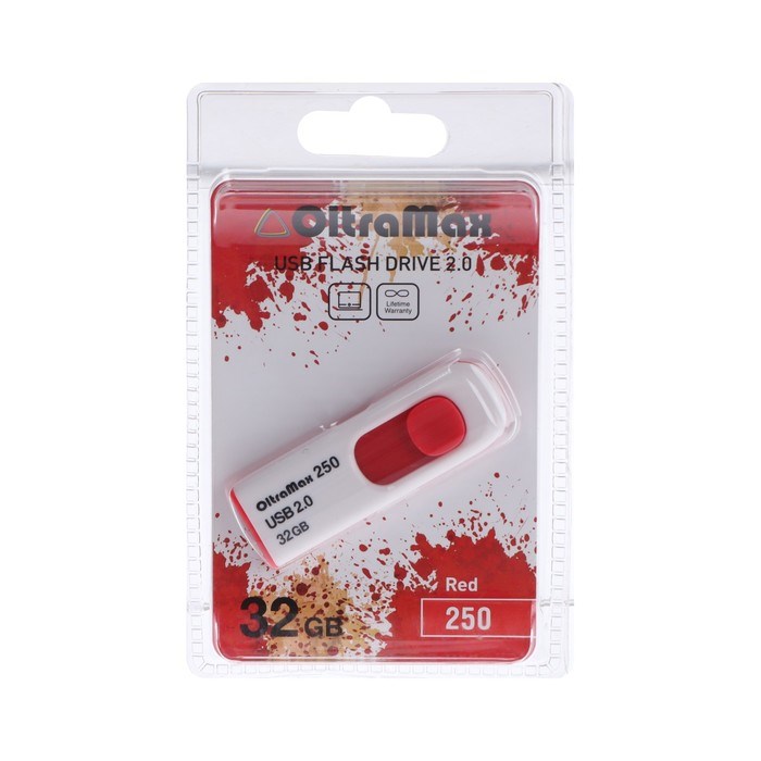 Флешка OltraMax 250, 32 Гб, USB2.0, чт до 15 Мб/с, зап до 8 Мб/с, красная - фото 51374031