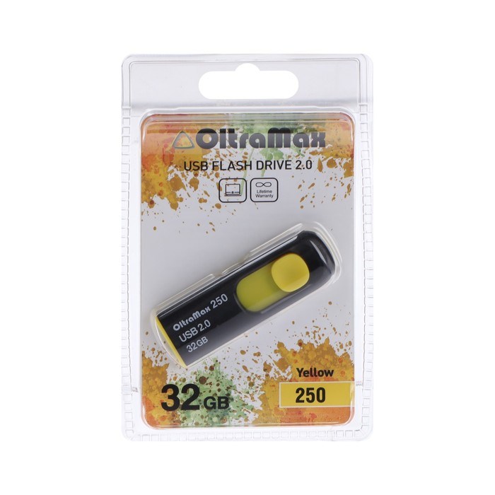 Флешка OltraMax 250, 32 Гб, USB2.0, чт до 15 Мб/с, зап до 8 Мб/с, жёлтая - фото 51374035