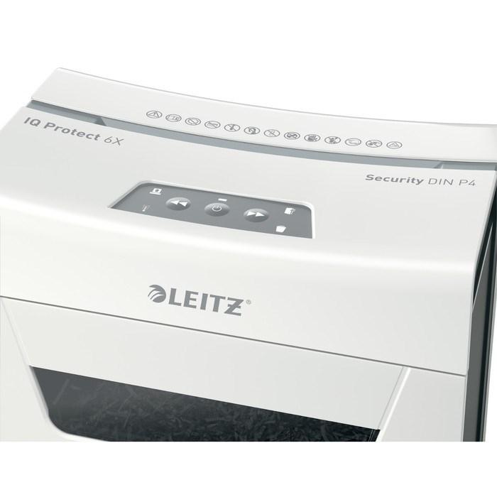 Шредер Leitz IQ Protect Premium 6X, фрагменты 4х40мм, 6 листов, скрепки, скобы - фото 51374276