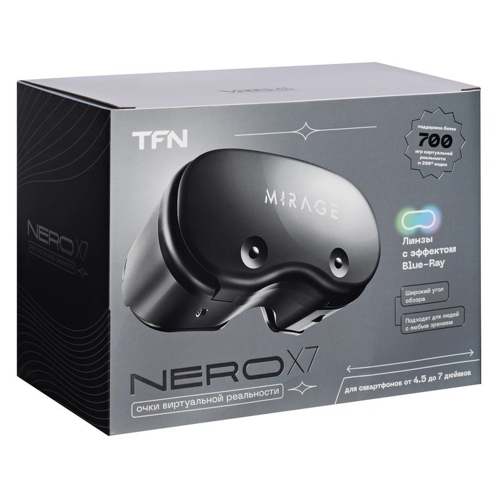 3D Очки виртуальной реальности TFN VR NERO X7, смартфоны до 7", регулировка, черные - фото 51374612