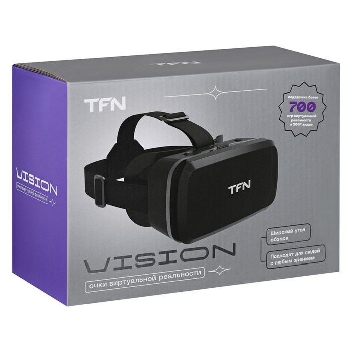 3D Очки виртуальной реальности TFN VR VISON, смартфоны до 6,5", регулировка, черные - фото 51374619