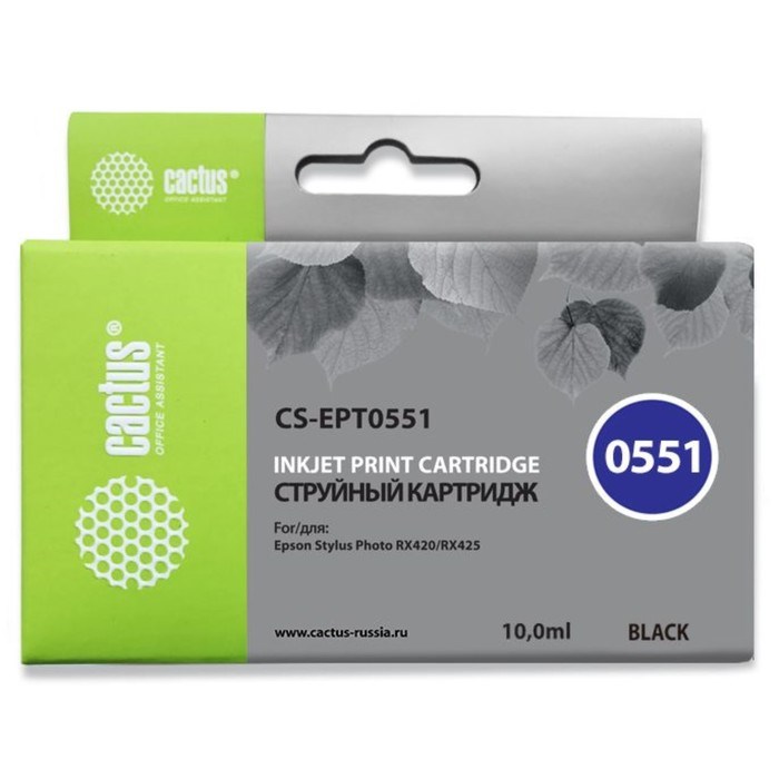 Картридж струйный Cactus CS-EPT0551 черный для Epson Stylus RX520/Stylus Photo R240 (10мл) - фото 51374765