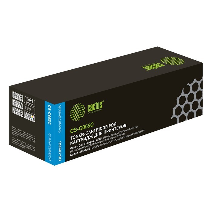 Картридж Cactus CS-C055C 055 C, для Canon LBP663Cdw/LBP664Cx/MF746Cx, 2100 страниц, цвет голубой - фото 51375280 Картридж Cactus CS-C055C 055 C, для Canon LBP663Cdw/LBP664Cx/MF746Cx, 2100 страниц, цвет голубой - фото 51375280
