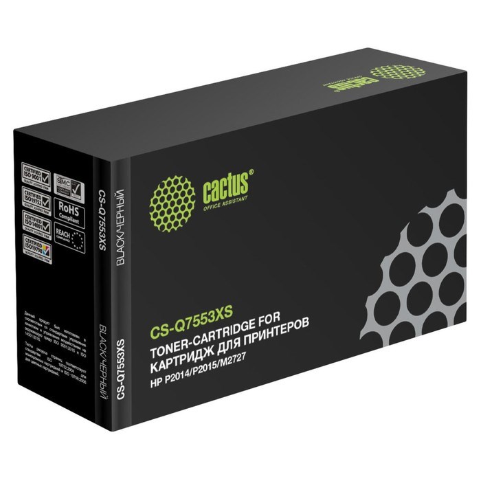 Картридж Cactus CS-Q7553XS Q7553X, для HP P2014/P2015/M2727, 7000 страниц, цвет чёрный - фото 51375689 Картридж Cactus CS-Q7553XS Q7553X, для HP P2014/P2015/M2727, 7000 страниц, цвет чёрный - фото 51375689