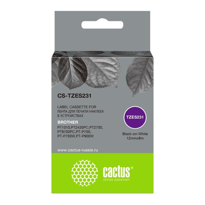 Картридж ленточный Cactus CS-TZES231 TZe-S231, для Brother 1010/1280/1280VP/2700VP, цвет чёрный - фото 51376223 Картридж ленточный Cactus CS-TZES231 TZe-S231, для Brother 1010/1280/1280VP/2700VP, цвет чёрный - фото 51376223