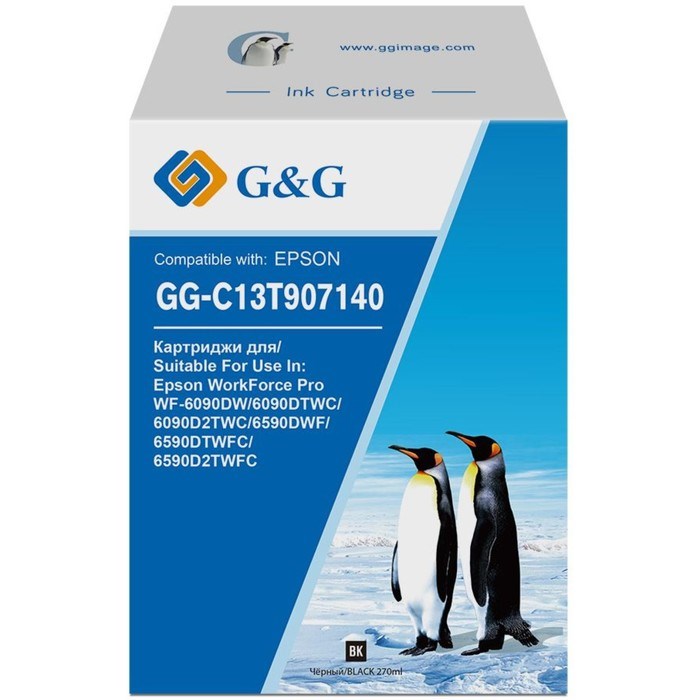 Картридж G&G GG-C13T907140, для Epson WF-6090DW/6090DTWC/6090D2TWC/6590DWF, 270 мл, цвет чёрный - фото 51376534