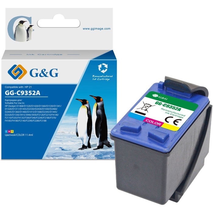 Картридж G&G GG-C9352A, для HP DJ 3920/3940/D1360/D1460/D1470/D1560, 11.4 мл, многоцветный - фото 51376567