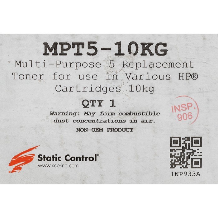 Тонер Static Control MPT5-10KG, для HP LJ1200/4100/5000, флакон 10000гр, чёрный - фото 51376831