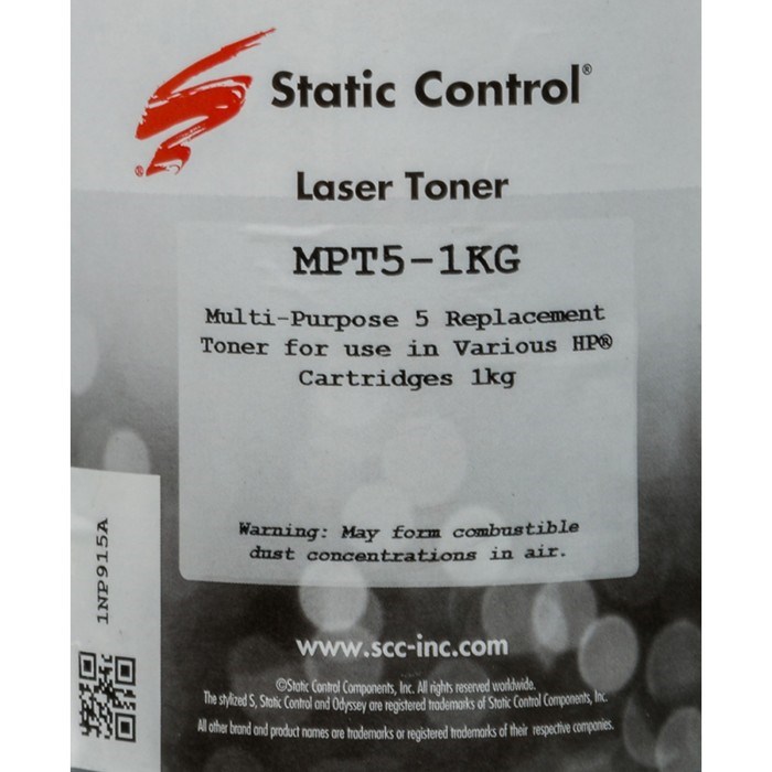 Тонер Static Control MPT5-1KG, для HP LJ1200/4100/5000, флакон 1000гр, чёрный - фото 51376834