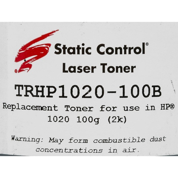 Тонер Static Control TRHP1020-100B, для HP LJ 1010/1012/1015/1020, флакон 100гр, чёрный - фото 51376846