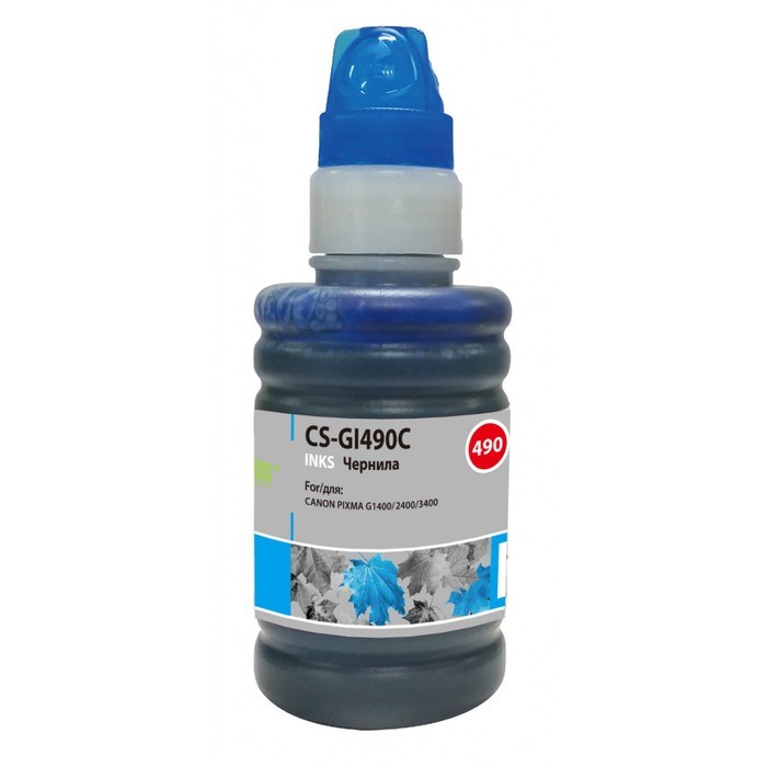 Чернила Cactus CS-GI490C, для Canon Pixma G1400/G2400/G3400, 100мл, голубые - фото 51376948