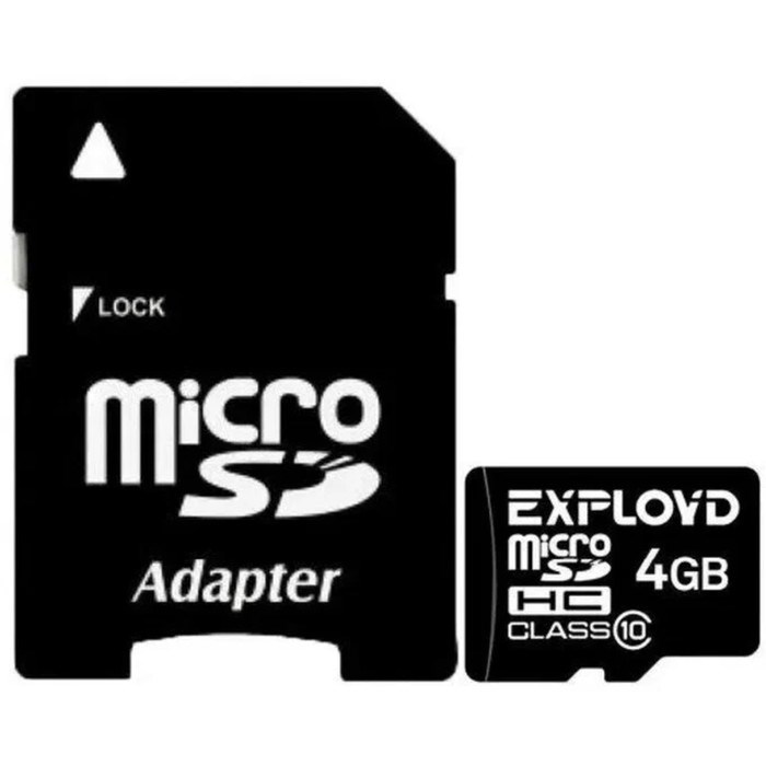 Карта памяти Exployd MicroSD, 4 Гб, SDHC, класс 10, с адаптером SD - фото 51378080