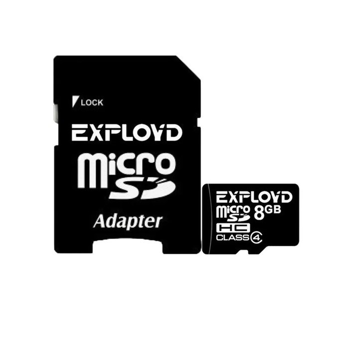 Карта памяти Exployd MicroSD, 8 Гб, SDHC, класс 4, с адаптером SD - фото 51378087