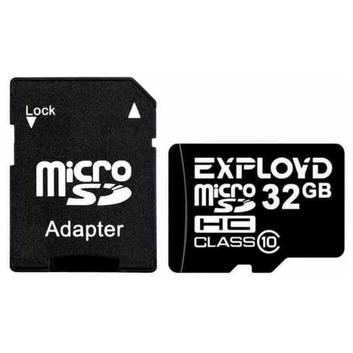 Карта памяти Exployd MicroSD, 32 Гб, SDHC, класс 10, с адаптером SD - фото 51378102