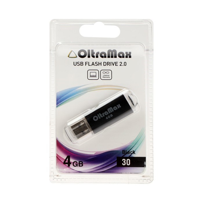 Флешка OltraMax 30, 4 Гб, USB2.0, чт до 15 Мб/с, зап до 8 Мб/с, чёрная - фото 51378125