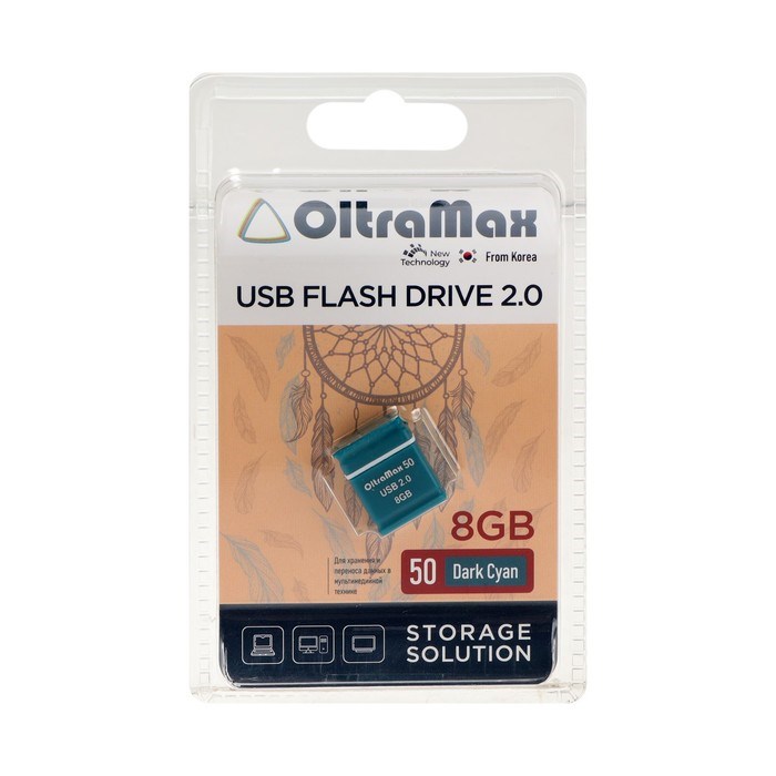 Флешка OltraMax 50, 8 Гб, USB2.0, чт до 15 Мб/с, зап до 8 Мб/с, т/зеленая - фото 51378133