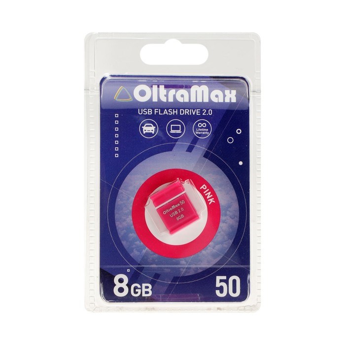 Флешка OltraMax 50, 8 Гб, USB2.0, чт до 15 Мб/с, зап до 8 Мб/с, розовая - фото 51378139