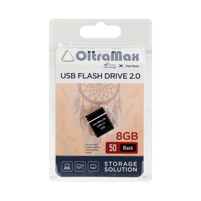 Флешка OltraMax 50, 8 Гб, USB2.0, чт до 15 Мб/с, зап до 8 Мб/с, чёрная - фото 51378142