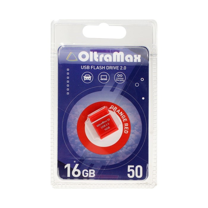 Флешка OltraMax 50, 16 Гб, USB2.0, чт до 15 Мб/с, зап до 8 Мб/с, красная - фото 51378166