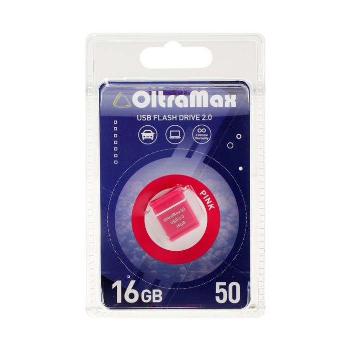 Флешка OltraMax 50, 16 Гб, USB2.0, чт до 15 Мб/с, зап до 8 Мб/с, розовая - фото 51378169