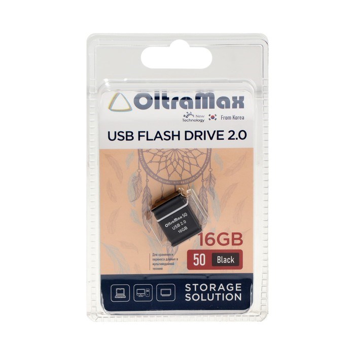 Флешка OltraMax 50, 16 Гб, USB2.0, чт до 15 Мб/с, зап до 8 Мб/с, чёрная - фото 51378172