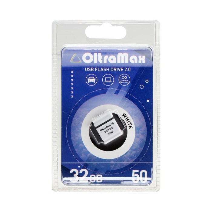 Флешка OltraMax 50, 32 Гб, USB2.0, чт до 15 Мб/с, зап до 8 Мб/с, белая - фото 51378197