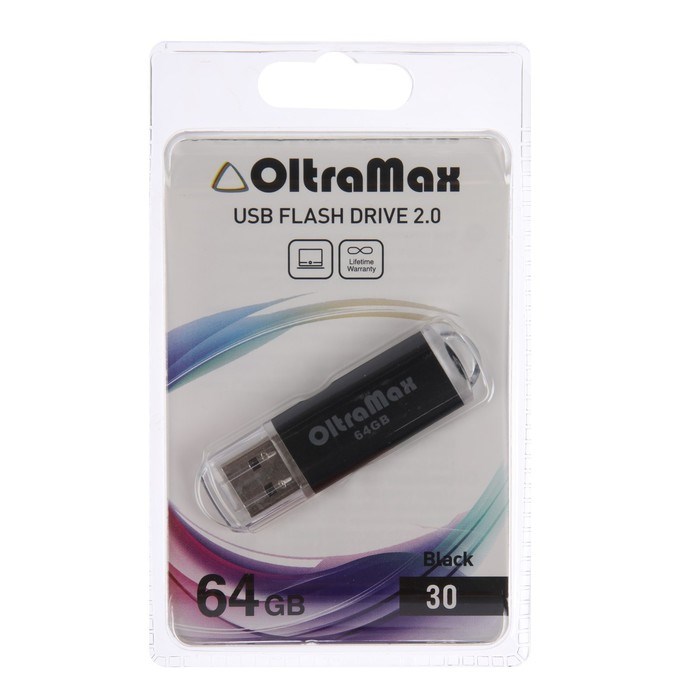 Флешка OltraMax 30, 64 Гб, USB2.0, чт до 15 Мб/с, зап до 8 Мб/с, чёрная - фото 51378231