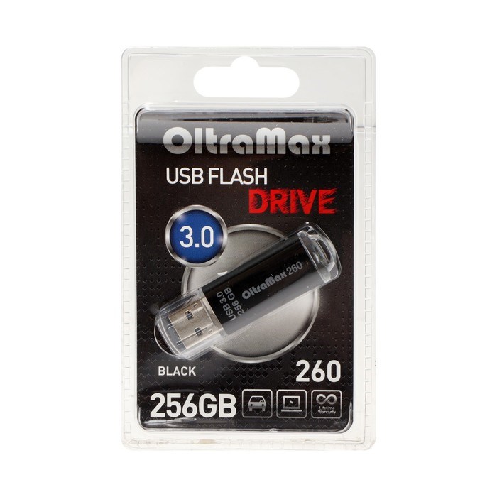 Флешка OltraMax 260, 256 Гб, USB3.0, чт до 70 Мб/с, зап до 20 Мб/с, чёрная - фото 51378237