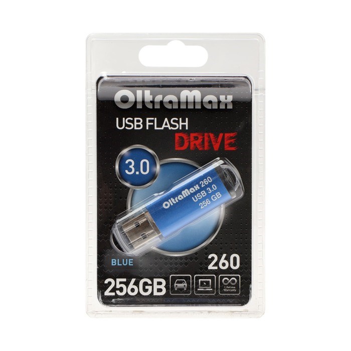 Флешка OltraMax 260, 256 Гб, USB3.0, чт до 70 Мб/с, зап до 20 Мб/с, синяя - фото 51378240