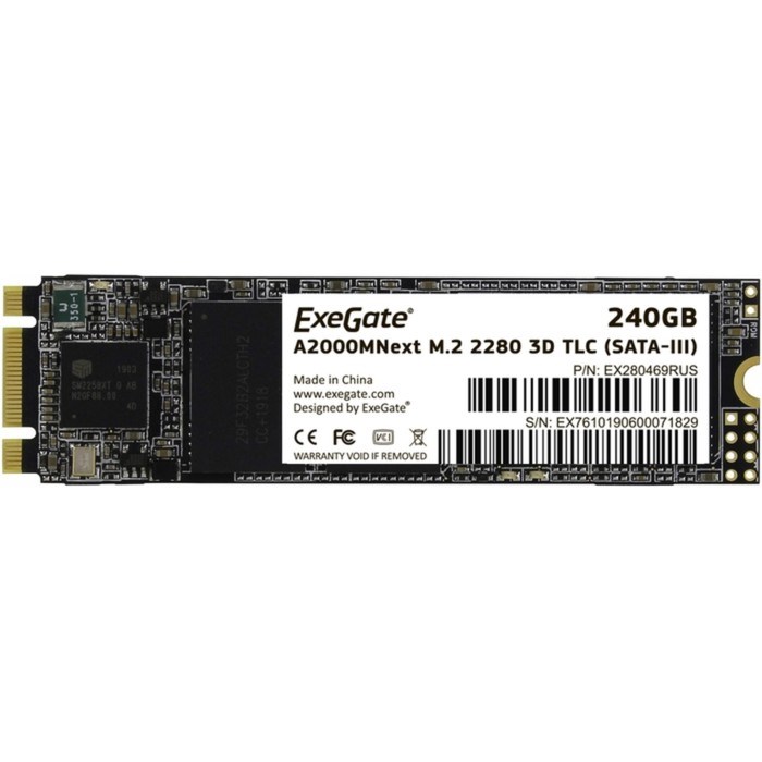 Накопитель SSD ExeGate Next A2000TS240, SATA III, 240 Гб, TLC, М2 - фото 51378411