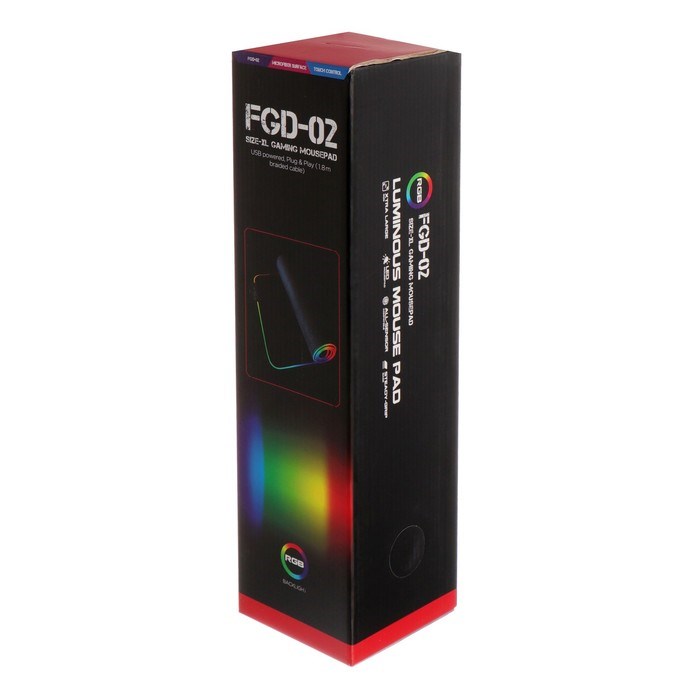 Коврик для мыши, 60х35х0.3 см, с подсветкой RGB, USB, черный - фото 51378961