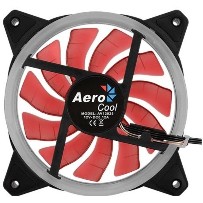 Вентилятор Aerocool Rev Red, 120x120 мм, 3-pin, 15dB, 153 гр, LED, Ret - фото 51379391