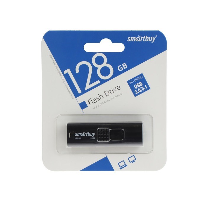 Флешка SmartBuy Fashion Black, 128 Гб, USB3.0, чт до 140 Мб/с, зап до 40 Мб/с, черная - фото 51379878