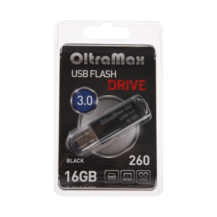 Флешка OltraMax 260, 16 Гб, USB3.0, чт до 70 Мб/с, зап до 20 Мб/с, черная - фото 51379975