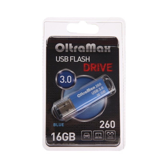 Флешка OltraMax 260, 16 Гб, USB3.0, чт до 70 Мб/с, зап до 20 Мб/с, синяя - фото 51379978