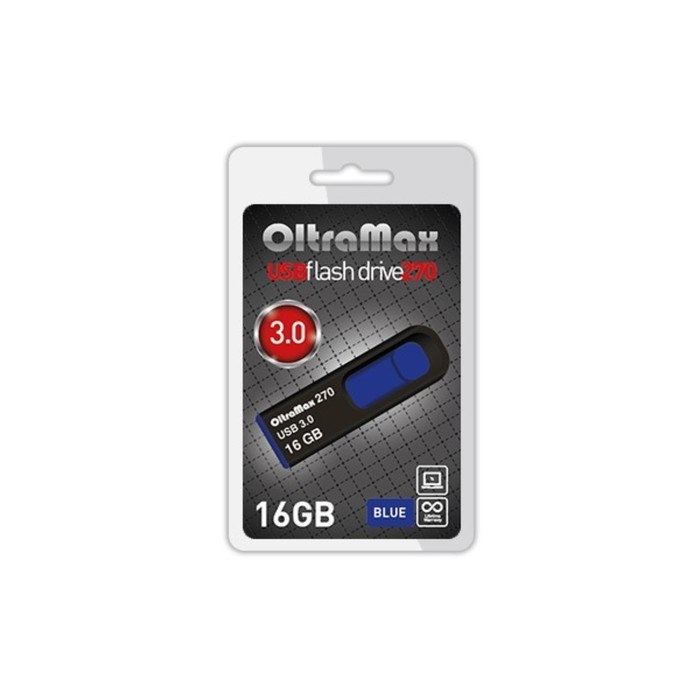 Флешка OltraMax 270, 16 Гб, USB3.0, чт до 70 Мб/с, зап до 20 Мб/с, синяя - фото 51379982