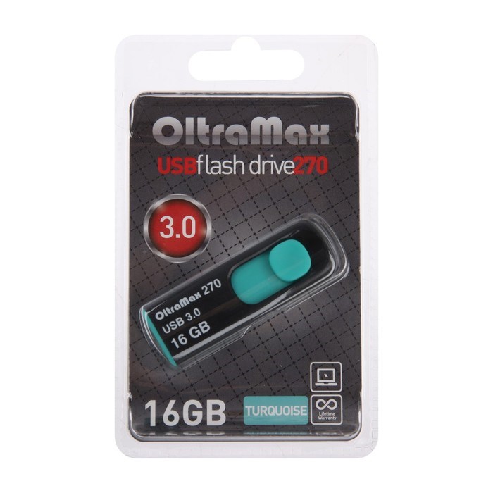 Флешка OltraMax 270, 16 Гб, USB3.0, чт до 70 Мб/с, зап до 20 Мб/с, бирюзовая - фото 51379990