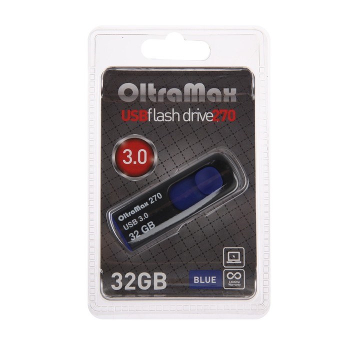 Флешка OltraMax 270, 32 Гб, USB3.0, чт до 70 Мб/с, зап до 20 Мб/с, синяя - фото 51380014