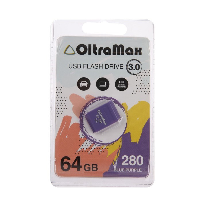 Флешка OltraMax 280, 64 Гб, USB3.0, чт до 70 Мб/с, зап до 20 Мб/с, Blue Purple - фото 51380046