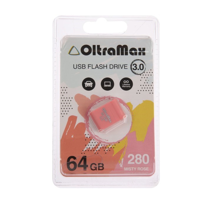 Флешка OltraMax 280, 64 Гб, USB3.0, чт до 70 Мб/с, зап до 20 Мб/с, Misty Rose - фото 51380048