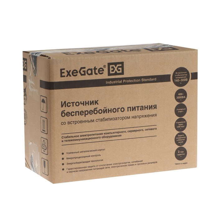 Источник бесперебойного питания ExeGate Power BNB-400.LED.AVR.4C13.RJ, 240 Вт,400 ВА, чёрный - фото 51380338