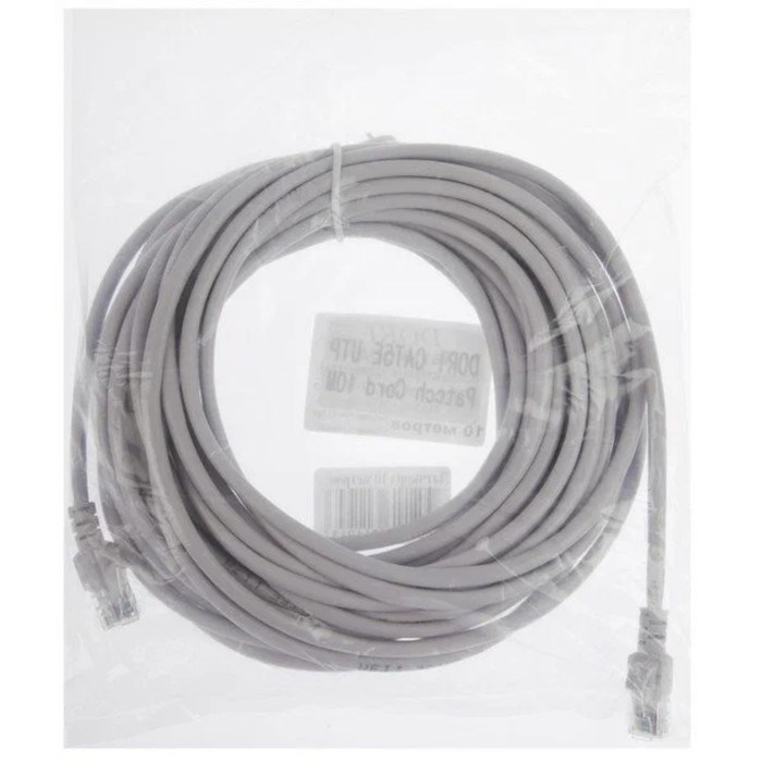 Патч-корд DORI, UTP 4 кат., RJ-45(m)-RJ-45(m), 10 м, серый - фото 51380949