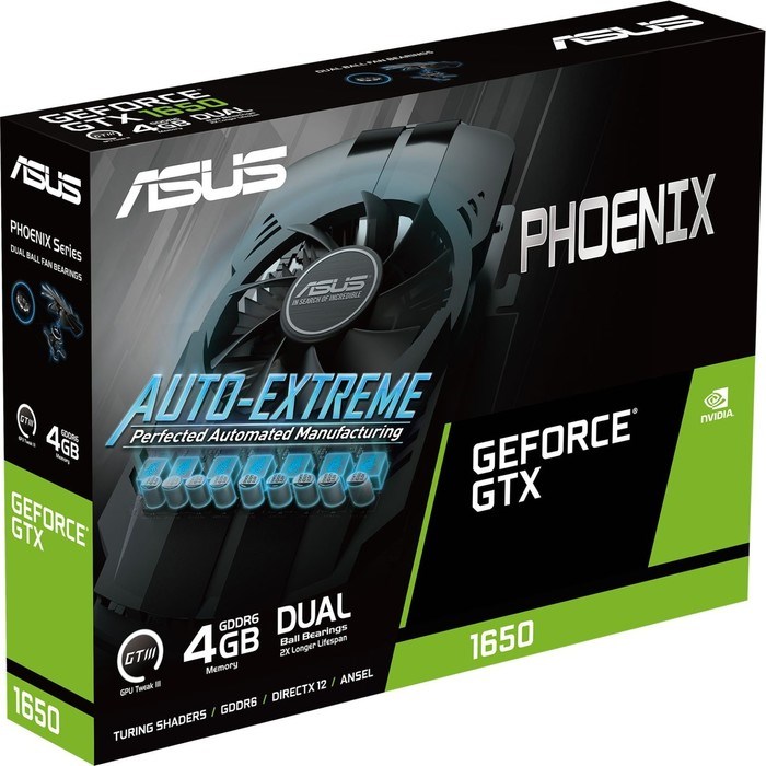 Видеокарта Asus PH-GTX1650-4GD6-P-V2, GTX 1650 4 Гб, GDDR6, HDMI, DP, DVI - фото 51381071