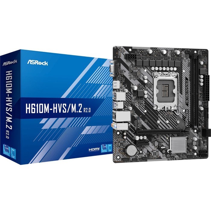 Материнская плата Asrock H610M-HVS, LGA1700, H610, 2хDDR4, VGA, HDMI, mATX - фото 51381093