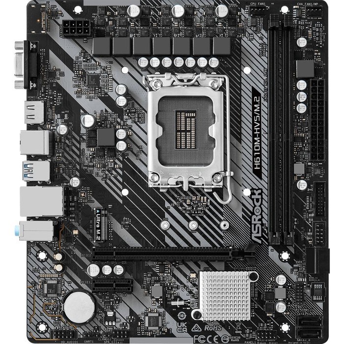 Материнская плата Asrock H610M-HVS, LGA1700, H610, 2хDDR4, VGA, HDMI, mATX - фото 51381094