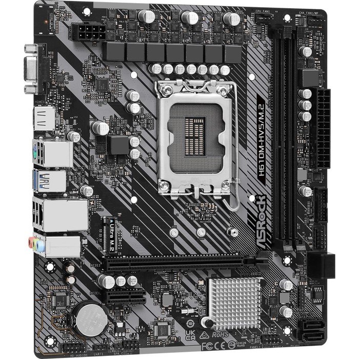 Материнская плата Asrock H610M-HVS, LGA1700, H610, 2хDDR4, VGA, HDMI, mATX - фото 51381096