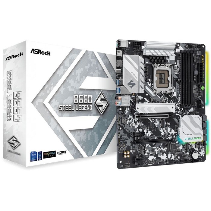 Материнская плата Asrock B660 STEEL LEGEND, LGA1700, B660, 4хDDR4, HDMI, DP, ATX - фото 51381099